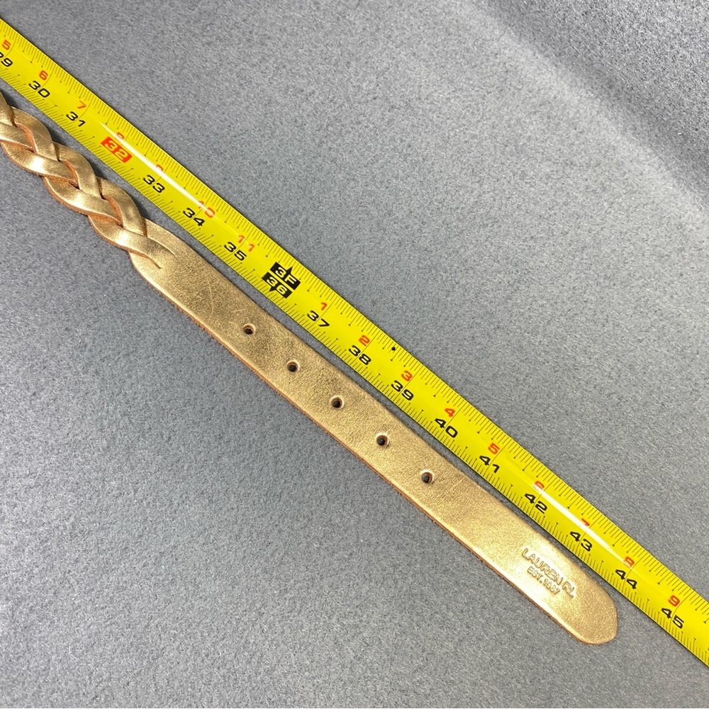 Lauren Ralph Lauren Women's Belt Sz L, Metallic Gold Leather w/Gold-tone Buckle - Picture 14 of 16